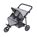 KNORRTOYS.COM- Knorrtoys 16722-Zwillingspuppenwagen Duo Grey Poussette pour poupée, 16722, Couleur : Gris Jean, 64 x 48 x 55 cm