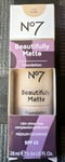 NEW No7 Beautifully Matte Foundation Medium Coverage SPF25 28ml Cool Vanilla New
