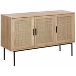 Commode 3 Portes Cannage Décoratif en Rotin Meuble de Rangement Idéal pour Chambre ou Salon Scandinave Rétro et Boho Beliani