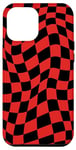Coque pour iPhone 14 Pro Max Carreaux noir et rouge vintage à carreaux