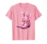 Cowgirl Boots Pink Baby Bow Preppy y2k Coquette T-Shirt