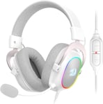 H510 RGB White Gaming Headphones - Son Surround 7.1 - Pilotes Audio 53 mm dans des Coussinets en Mousse à mémoire de Forme avec revêtement en Tissu Durable - multiplateforme - pour PC/PS4/NS