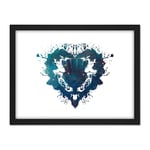 Wee Blue Coo Ink Splat Thistle Heart Artwork Framed Wall Art Print 18X24 Inch