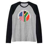 Half African Half American USA Flag South Africa Raglan Baseball Tee