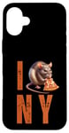 Coque pour iPhone 16 Plus Funny NY City Rat Mangeant Pizza Pepperoni