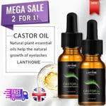 2 x 10ML❤️ Castor Oil Longer & Thicker Eyebrows Eyelashes Hair Growth Care 🔥✅