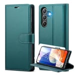 for Samsung Galaxy A34 Case with RFID Blocking Credit Card Holder, and Screen Protectors PU Leather Folio Flip Kickstand Protective Shockproof Women Men for Samsung A34 Wallet Phone Cover (Green)