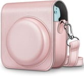 Housse pour Fujifilm Instax Mini 11 Appareil Photo Instantané - Sac de Caméra en Cuir Voyage Caméra Cover Case Sac avec bandoulière Amovible, Or Rose