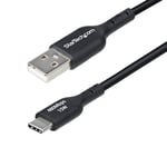 StarTech.com 3m (9.8ft) USB-A to USB-C Charging Cable, Charge & Sync, 3A, USB 2.0, TPE Jacket, Black USB Charging Cord