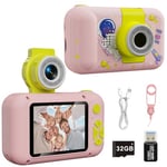 Kids Camera Toys for 3 4 5 6 7 8 9 10 11 12 Year Old Girls/Boys,Kids Digital Camera for Toddler,Christmas Birthday Festival Gifts for Kids,Video Selfie Camera for Kids with 32GB TF Card