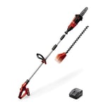 Einhell Power X-Change 18V Cordless Multifunctional Garden Tool With Battery and Charger - 2-in-1 Long Reach Hedge Trimmer And Chainsaw / Pruning Saw - GE-HC 18 Li T Pole Hedge Trimmer