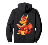 Happy Red Dragon Reading - Whimsical Fantasy Design Pullover Hoodie