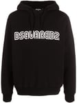 Dsquared2 Mens Outline logo-print Cotton Hoodie Black - Size X-Large