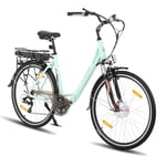 Hiland Vélo électrique 28" pour adultes, 250 W, vélo électrique de ville, pour hommes et femmes, avec 25 km/h, vert