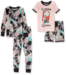 Amazon Essentials Disney | Marvel | Star Wars Girls' Pyjama Set, 4-Piece (Previously Spotted Zebra), Nightmare Scream Queen, 3 Years