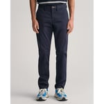 Gant Mens Slim Fit Twill Chinos - Marine Cotton - Size 34W/32L