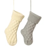 Heyone Cable Knit Julstrumpor 14 Tum Storlek Klassiska Dekorationer Presentset med 2