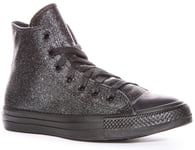 Converse A05432C Chuck All Star Glitter High Top Trainer In Black Size UK 3 - 8