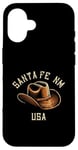 Coque pour iPhone 16 Santa Fe New Mexico Chapeau de cowboy style vieilli