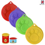 4 x Pet Food Can Cover Reusable Plastic Lids Cat Dog Fresh Food Cap Storage UK