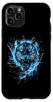 Coque pour iPhone 11 Pro Tigre Lightning Bleu ciel Art de la faune Animal