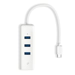 TP-Link UE330C Hub Adaptateur USB C vers USB 3.0 Ethernet, Adaptateur Ethernet USB C Gigabit avec 3 Ports USB 3.0, Brancher et Utiliser, Compatible avec Windows, Mac, Linux, iPad