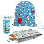 NERTHUS FIH 1055 Set Sac à dos + Sac sandwich + Bot. Tritan Snoopy