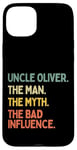 Coque pour iPhone 15 Plus Citation de l'oncle Oliver The Man The Myth The Bad Influence