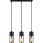 Suspension Lampe pour table de salle à manger E27–3 ampoules led réglables abat-jour moderne en verre lustre noir pour cuisine salon chambre à