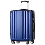 Merax Valise Rigide à roulettes avec Serrure en Pouces TSA avec 4 roulettes et poignée télescopique en ABS Bleu foncé Taille XL 76,5 x 50,5 x 31,5 cm, Bleu foncé, XL, Mallette Rigide