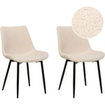 Beliani - Lot de 2 Chaises de Salle à Manger Modernes avec Accoudoirs Dossier Haut Assise Rembourrage Touffeté en Tissu Bouclé Beige Avilla