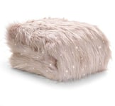 Catherine Lansfield Metallic Faux Fur Throw, Blush, 130 x 170 Cm