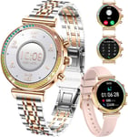 Montre Intelligente Pour Femmes, ¿¿Cran Hd 1,27 ?, Appels Bluetooth, Fitness Tracker, Montre Intelligente Sportive Pour Femmes Pour T¿¿L¿¿Phones Android Ios, Fr¿¿Quence Cardiaque/Moniteur (Or Argent)