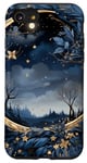 Coque pour iPhone SE (2020) / 7 / 8 Bleu nuit aquarelle ciel paysage lune