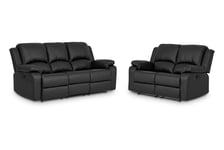 Norbo Recliner Sofagruppe 3+2 Kunstlær - Svart Sofagrupper