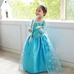 Girls Frozen Queen Elsa Princess Dress Cosplay Costume Xmas Party Fancy Dress Up -ge 7-8 Years