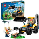 LEGO City 60385 La Pelleteuse de Chantier, Jouet Engin de Chantier, Gareons et F