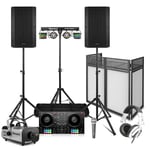 Complete DJ Setup - 12" Speakers, Hercules Inpulse T7 Controller, Light Effects