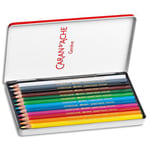 Caran D'Ache Boîte métal de 12 crayons couleur d'Ache Aquarellables SWISSCOLOR METAL SWISS DRAPEAU