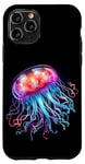 Coque pour iPhone 11 Pro Méduse lumineuse arc-en-ciel, méduse, créature de la mer profonde #2