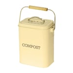 Nostalgia Antique Cream Compost Caddy - Metal Kitchen Compost Bin