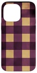 Coque pour iPhone 14 Pro Max Violet Moderne Rayé Marron Classique Carreaux Grand