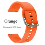 Steel Buckles Strap Soft Silicone Wristband Breathable Orange For Amazfit Gtr 42mm