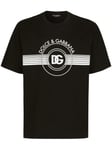 Dolce & Gabbana Mens Interlock DG Logo Print T-Shirt in Black Cotton - Size Small