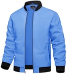 TACVASEN Vestes Aviateur pour Homme Veste de Baseball Intelligente Légère Coupe-Vent D'Été Manteau Mince Bleu Clair,S