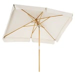 SONGMICS Parasol 3 x 2 m, Ombrelle rectangulaire, Protection Solaire, Anti-UV, mât et Baleines en Bois, inclinable, sans Socle, pour terrasse, Balcon, Jardin, Beige GPU300M01