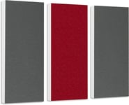 Platino24 Set Colore BasoTect G +: sta akustisella huopalla, 3 absorboijalevyä 825x275x50mm graniitti harmaa + bordeaux, akustinen parannus