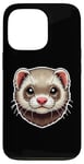 Coque pour iPhone 13 Pro Adorable Visage d'un Furet Dessin pour Amoureux des Animaux