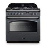 Rangemaster CLAS90FXDFFSL/C 90cm Classic FX 90 Dual Fuel Slate Grey Range Cooker With Chrome Trim