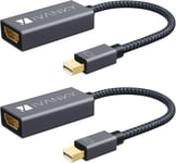 Adaptateur Mini DisplayPort HDMI iVANKY[Lot de 2] - Nylon Tressé Adaptateur Mini DP vers HDMI - Full HD 1080P - pour Apple MacBook Air/Pro, Mac Mini, Lenovo et Plus - Gris.[V328]